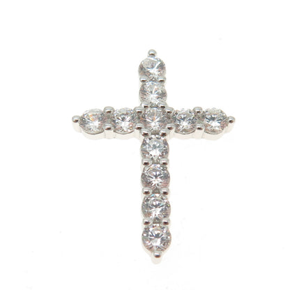 925 Sterling Silver Round-Cut C Z Cross Pendant