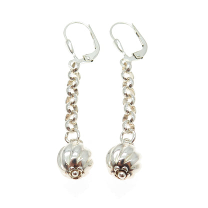 MILOR 925 Sterling Silver Vintage Italy Rolo Chain Ball Drop Earrings