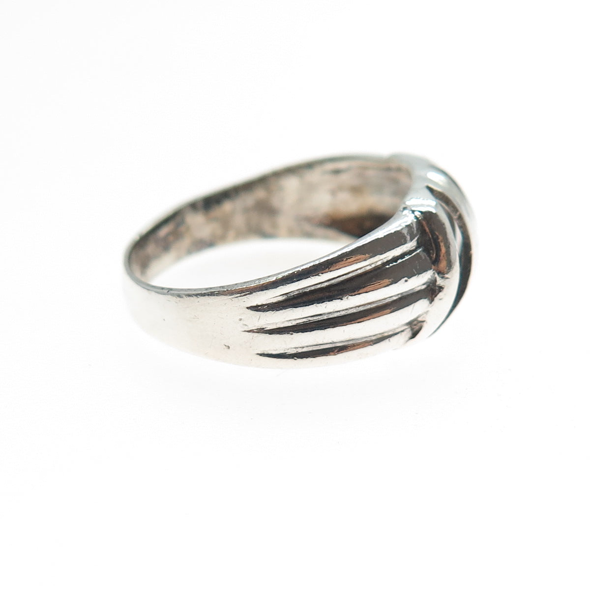 925 Sterling Silver Vintage Modernist Oxidized Ring Size 9.5