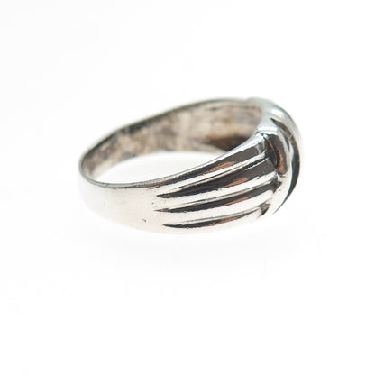 925 Sterling Silver Vintage Modernist Oxidized Ring Size 9.5