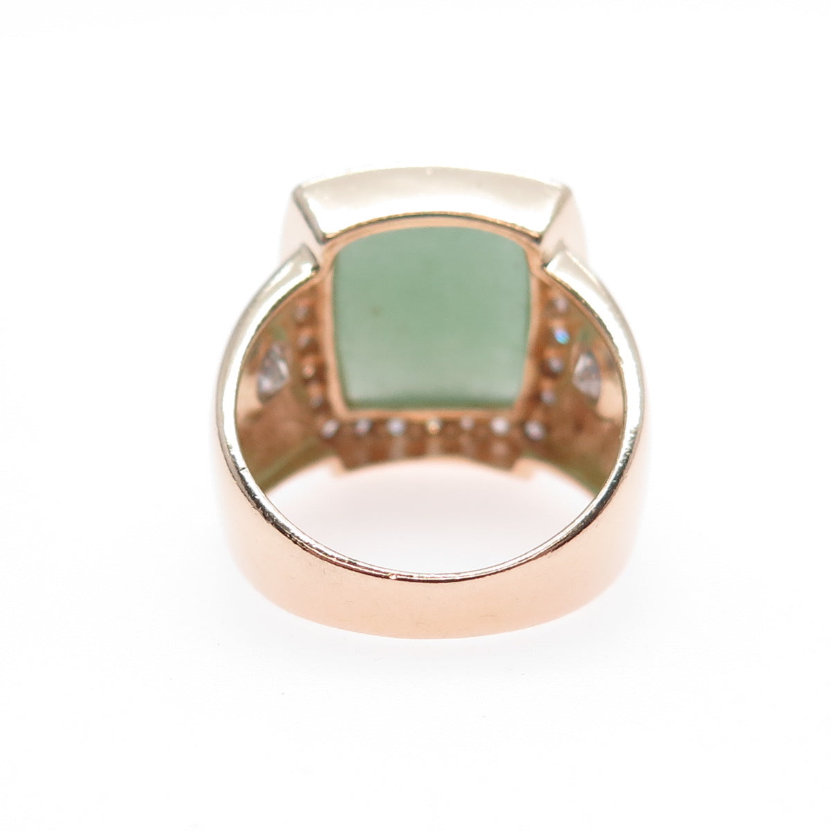 ROSS SIMONS 925 Sterling Silver Rose Gold Plated Aventurine & C Z Ring Size 8.25