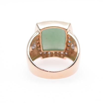 ROSS SIMONS 925 Sterling Silver Rose Gold Plated Aventurine & C Z Ring Size 8.25