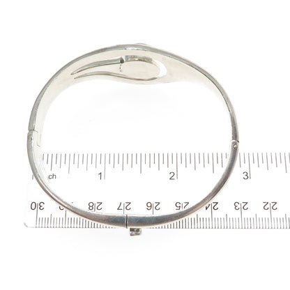 925 Sterling Silver Vintage Mexico Turquoise Modernist Bangle Bracelet 7.25"