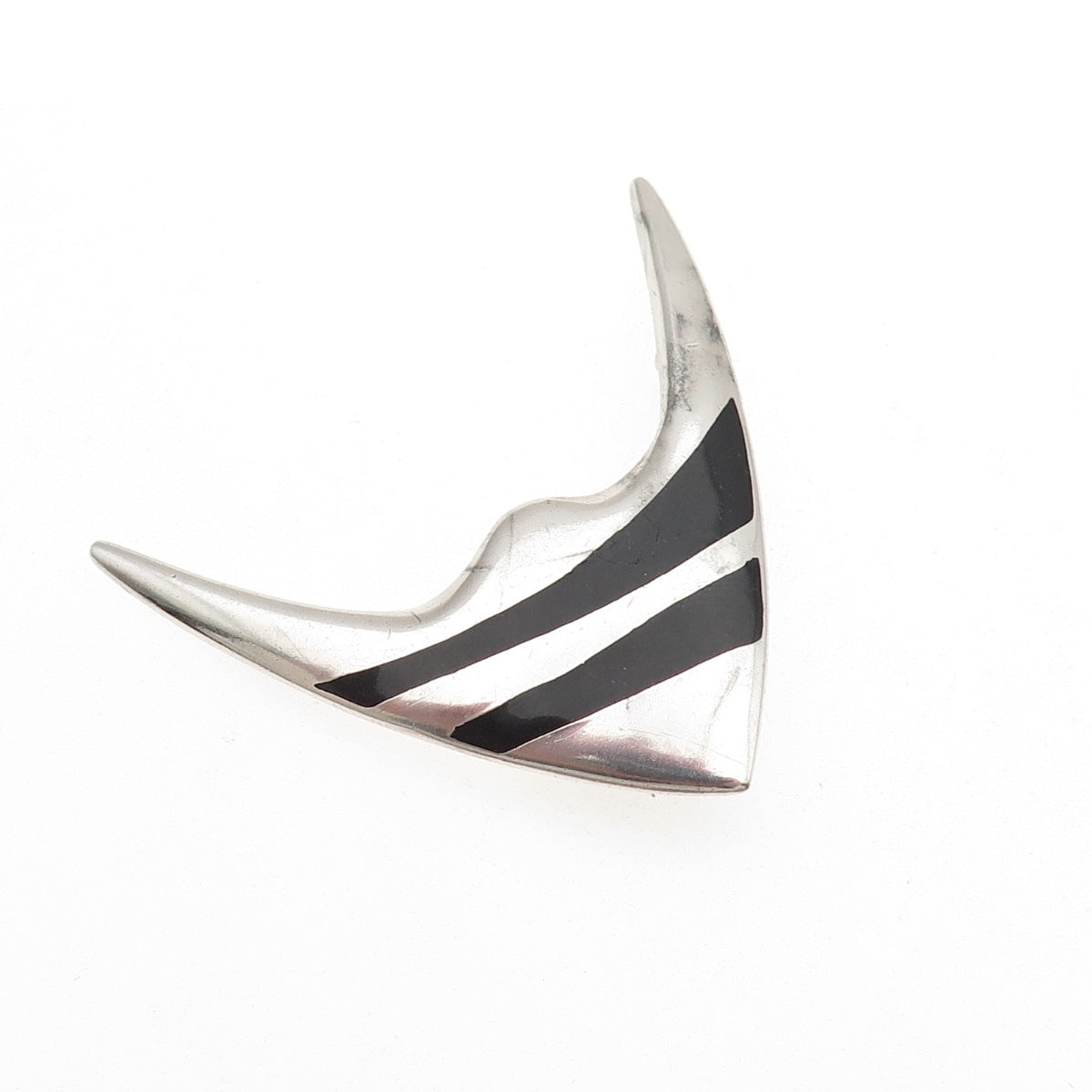 Meka 925 Sterling Silver Vintage Denmark Enamel Modernist Fish Pin Brooch
