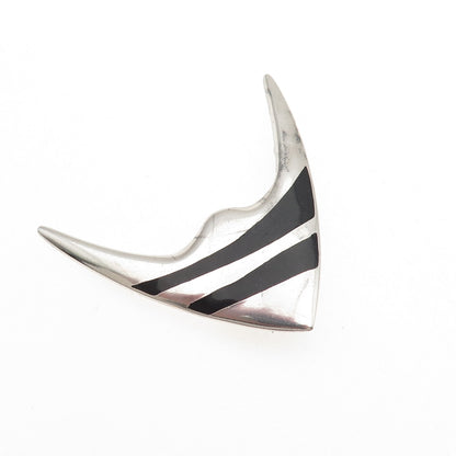 Meka 925 Sterling Silver Vintage Denmark Enamel Modernist Fish Pin Brooch