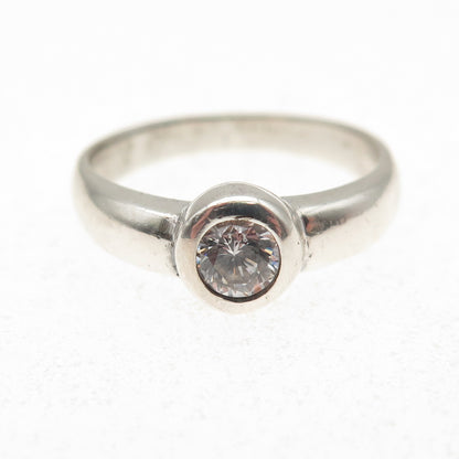 925 Sterling Silver Round-Cut C Z Oxidized Ring Size 5.75