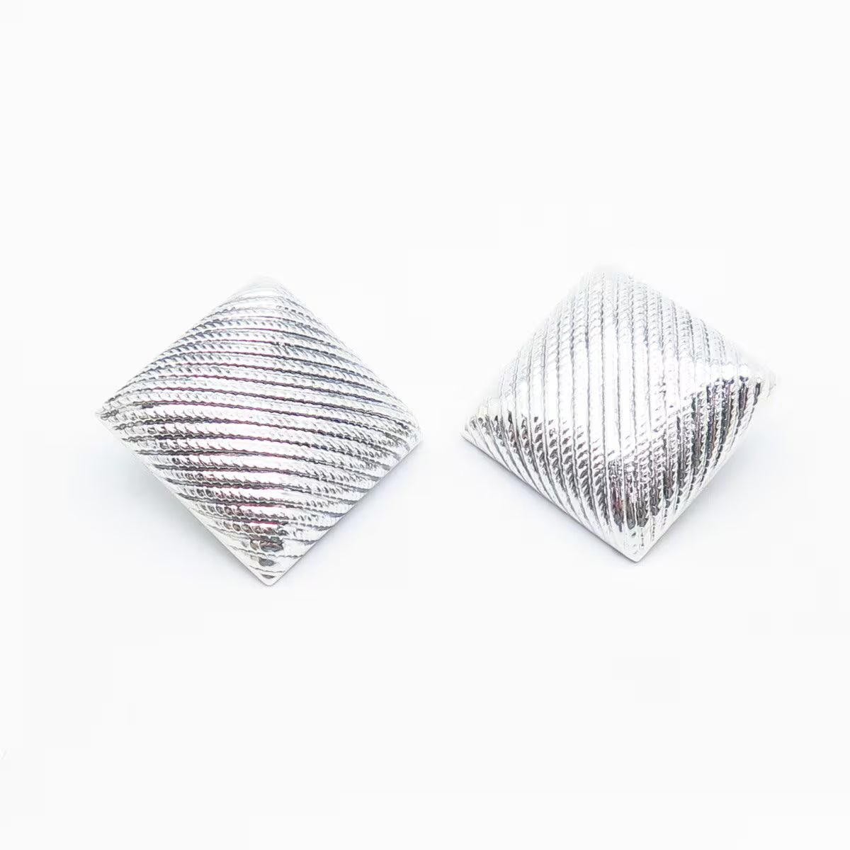 925 Sterling Silver Vintage Mexico Twisted Square Clio On Earrings