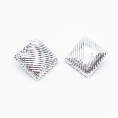 925 Sterling Silver Vintage Mexico Twisted Square Clio On Earrings