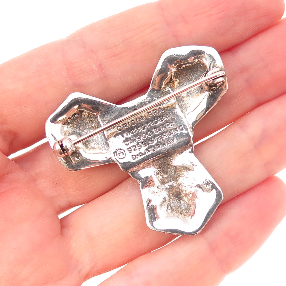 David Andersen 925S Sterling Silver Vintage Norway Saga Oxidized Pin Brooch