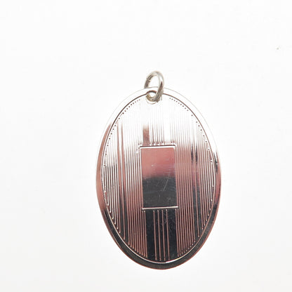 925 Sterling Silver Vintage Engravable Oval Tag Charm Pendant