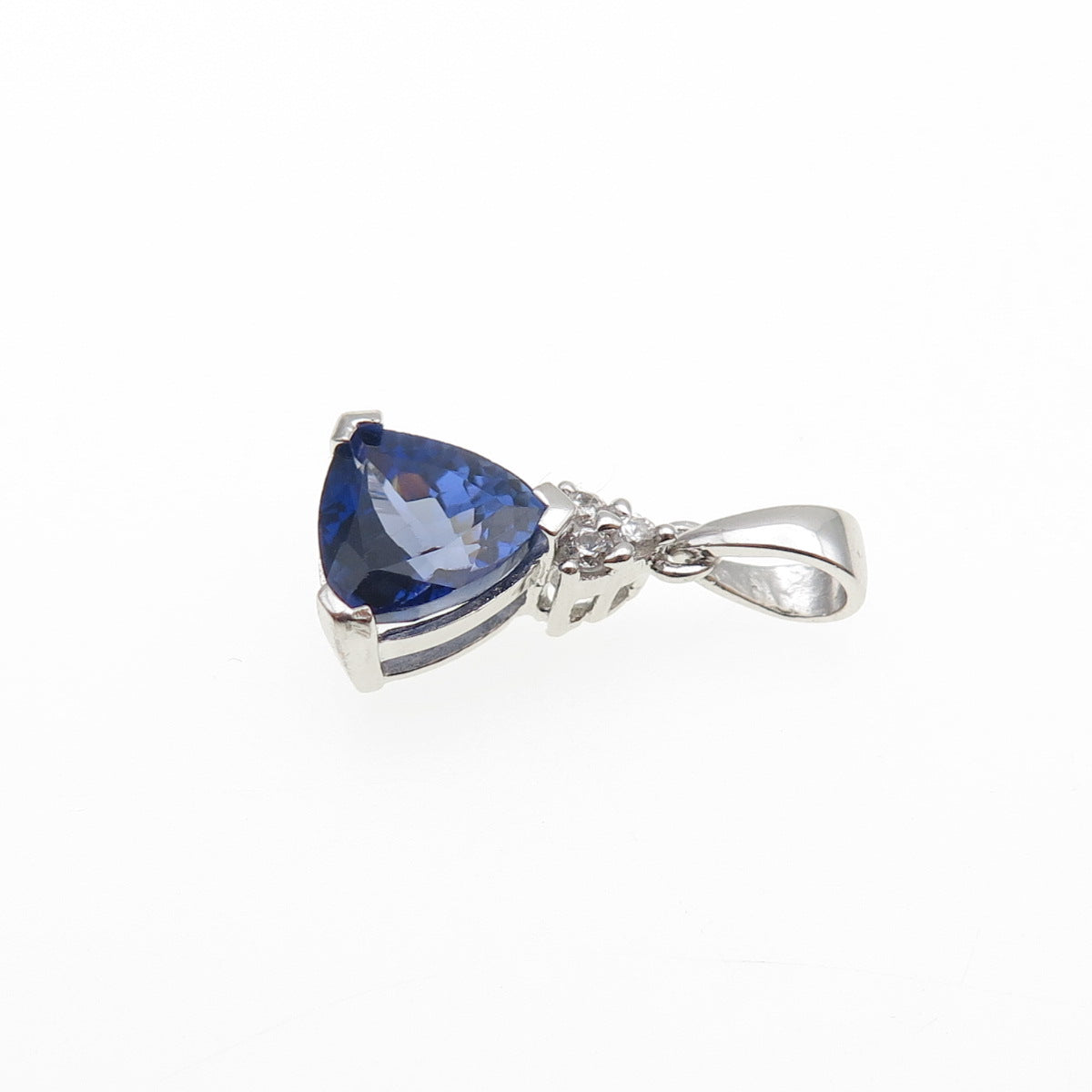 JH YOUNG 925 Sterling Silver Blue & White C Z Mini Charm Pendant