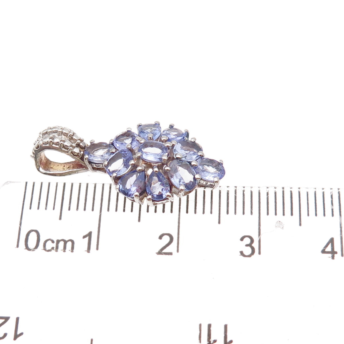Chuck Clemency 925 Sterling Silver Real Tanzanite Cluster Charm Pendant