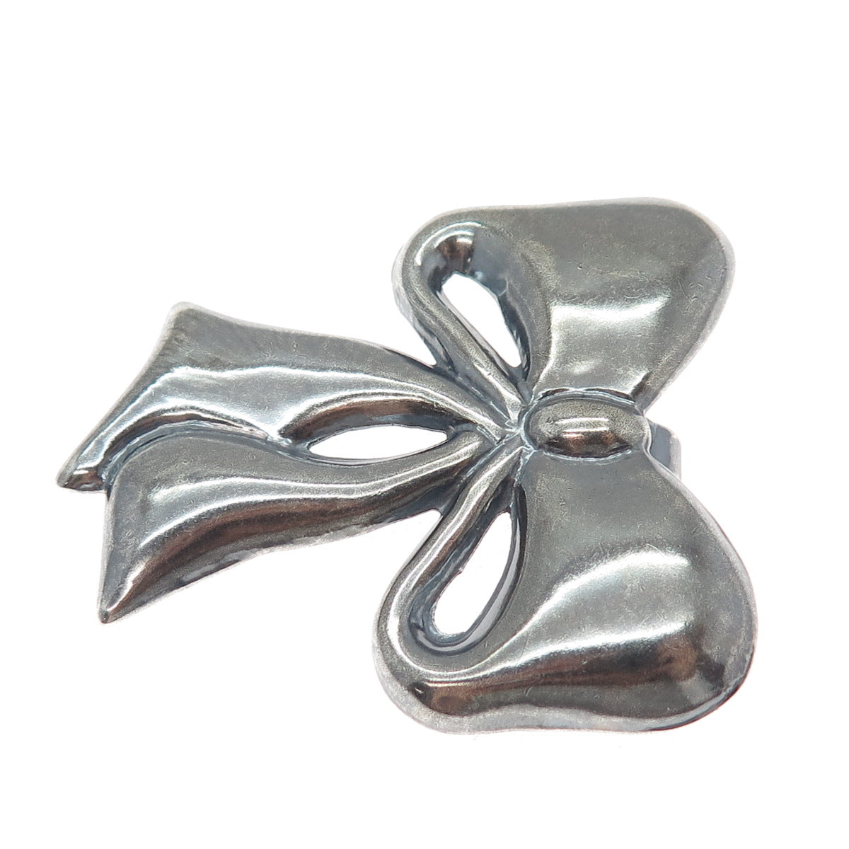 925 Sterling Silver Vintage Mexico Ribbon Bow Oxidized Pin Brooch / Pendant
