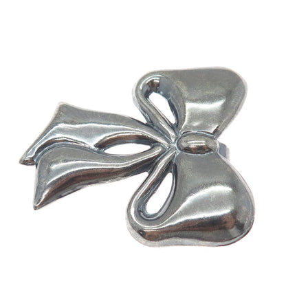 925 Sterling Silver Vintage Mexico Ribbon Bow Oxidized Pin Brooch / Pendant
