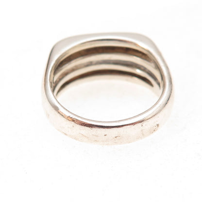 Joseph Esposito 925 Sterling Silver Vintage Modernist 2-Row Oxidized Ring Size 8