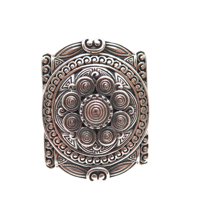 925 Sterling Silver Vintage Swirl Beaded Oxidized Ring Size 8