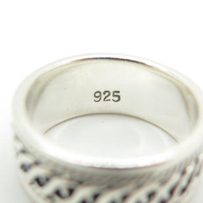 925 Sterling Silver Vintage All Around Chain Link Band Ring Size 6.75