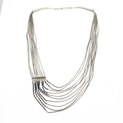 Sensa Eustace Zuni Old Pawn 925 Sterling Black Onyx Liquid Chain Necklace 10"