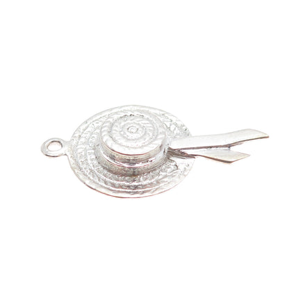 925 Sterling Silver Vintage Picnic Hat Charm Pendant
