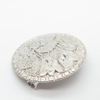 800 Silver Vintage Floral Leaf Pin Brooch