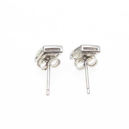 925 Sterling Silver Triangle-Cut C Z Stud Earrings