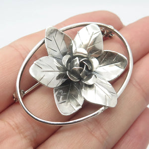 925 Sterling Silver Vintage Floral Pin Brooch