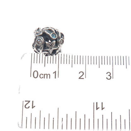 CHAMILIA 925 Sterling Silver White & Blue C Z Starfish Oxidized Bead Charm