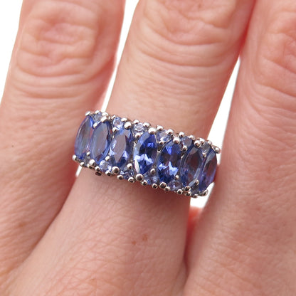 Chuck Clemency 925 Sterling Silver Real Multi-Cut Tanzanite Ring Size 8.25