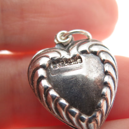 925 Sterling Silver Antique Art Deco Heart Chatelaine Minimalist Charm Pendant