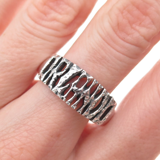 925 Sterling Silver Vintage Orlando Oxidized Name Ring Size 11.5