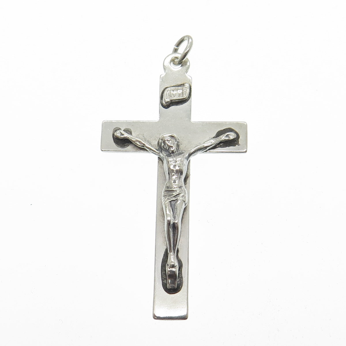 925 Sterling Silver Antique Art Deco Crucifix Cross Religious Pendant