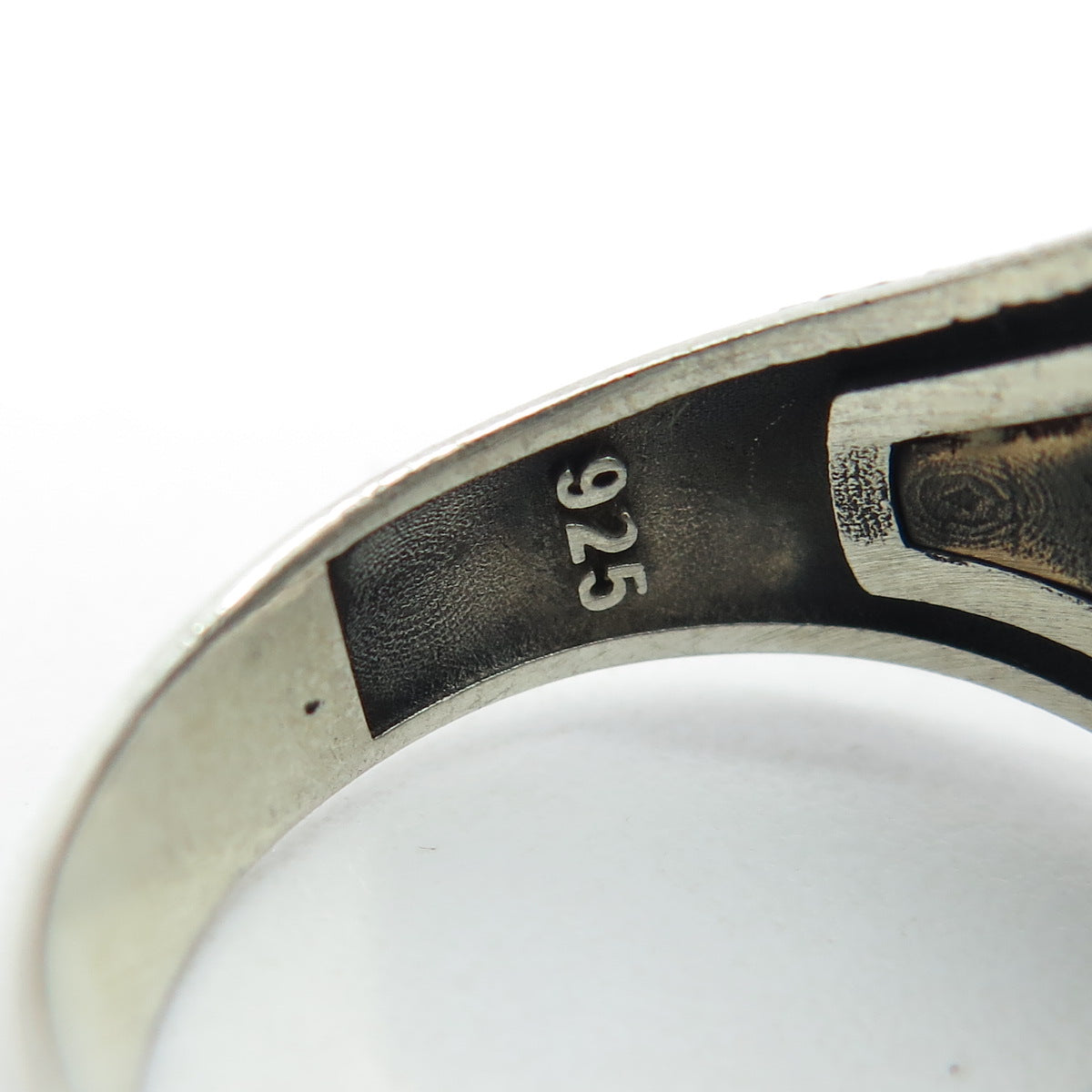 925 Sterling Silver 2-Tone Vintage Synthetic Turquoise Snake Ring Size 11.75