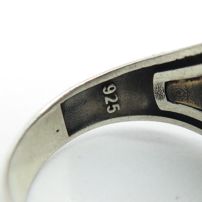 925 Sterling Silver 2-Tone Vintage Synthetic Turquoise Snake Ring Size 11.75