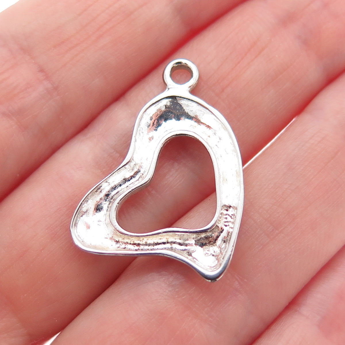 925 Sterling Silver Vintage Modernist Heart Minimalist Charm Pendant