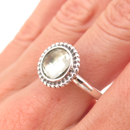 Pandora 925 Sterling Silver Real Green Amethyst Autumn Skies Ring Size 6.75