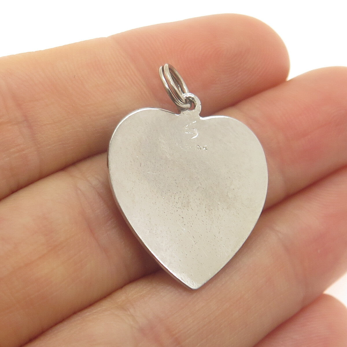 925 Sterling Silver Vintage Enamel Sweet 16 Heart Charm Pendant