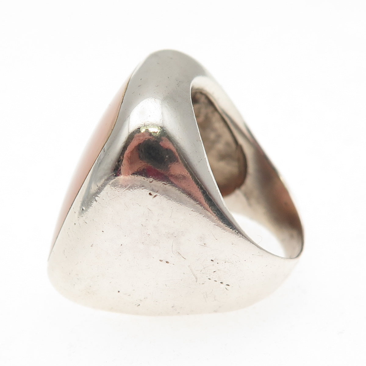 M.R.F. Resources 925 Sterling Silver Vintage Real MOP Modernist Ring Size 7