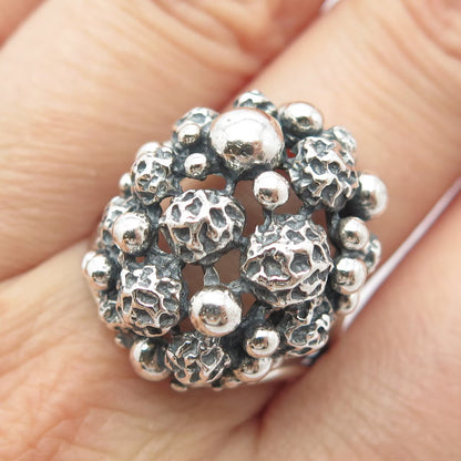 925 Sterling Silver Vintage BEAU Modernist Adjustable Ring Size 8.5