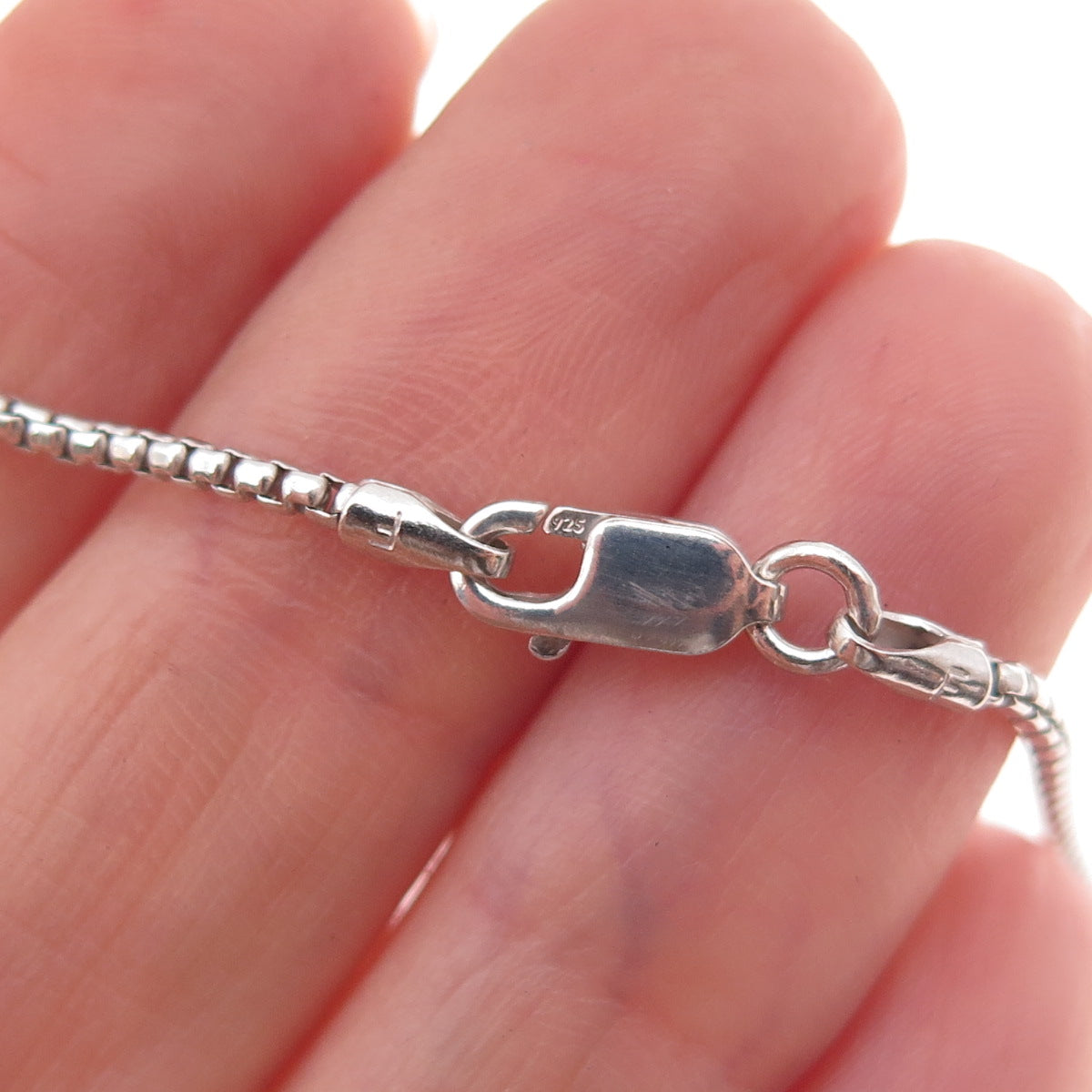 925 Sterling Silver Italy Round Box Chain Necklace 18"