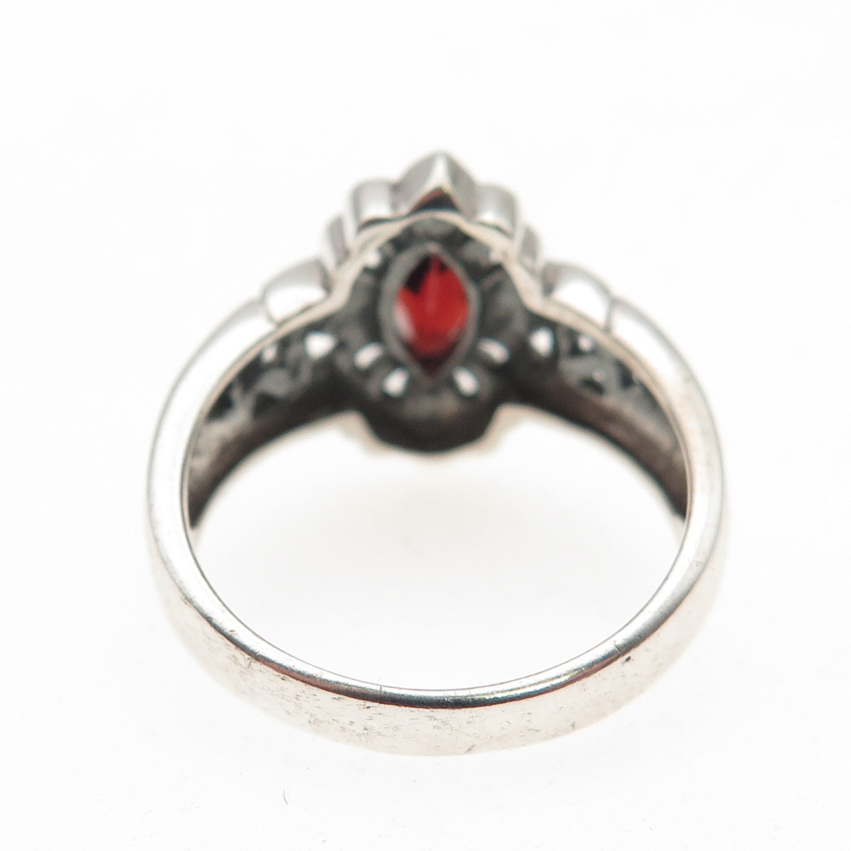 CNA Pranda 925 Sterling Silver Vintage Real Red Garnet Heart Ring Size 7.75