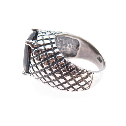 CHATEAU D'ARGENT 925 Sterling Vintage Real Smoky Quartz Dragon Skin Ring Size 9