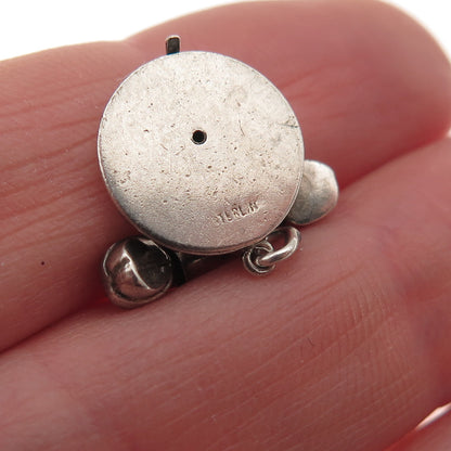 925 Sterling Silver Antique Art Deco Hello Rotary Phone 3D Mini Charm Pendant