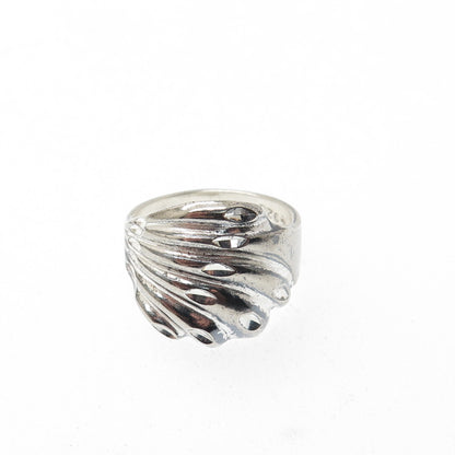 LISA LEE CREATIONS 925 Sterling Silver Vintage Diamond-Cut Wing Ring Size 6