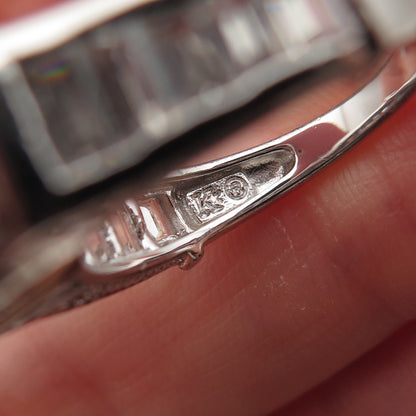 Key Star 925 Sterling Silver Princess & Emerald-Cut C Z Engagement Ring Size 6