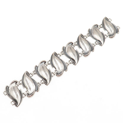 925 Sterling Silver Vintage Modernist Floral Oxidized Bracelet 7" (missing lock)