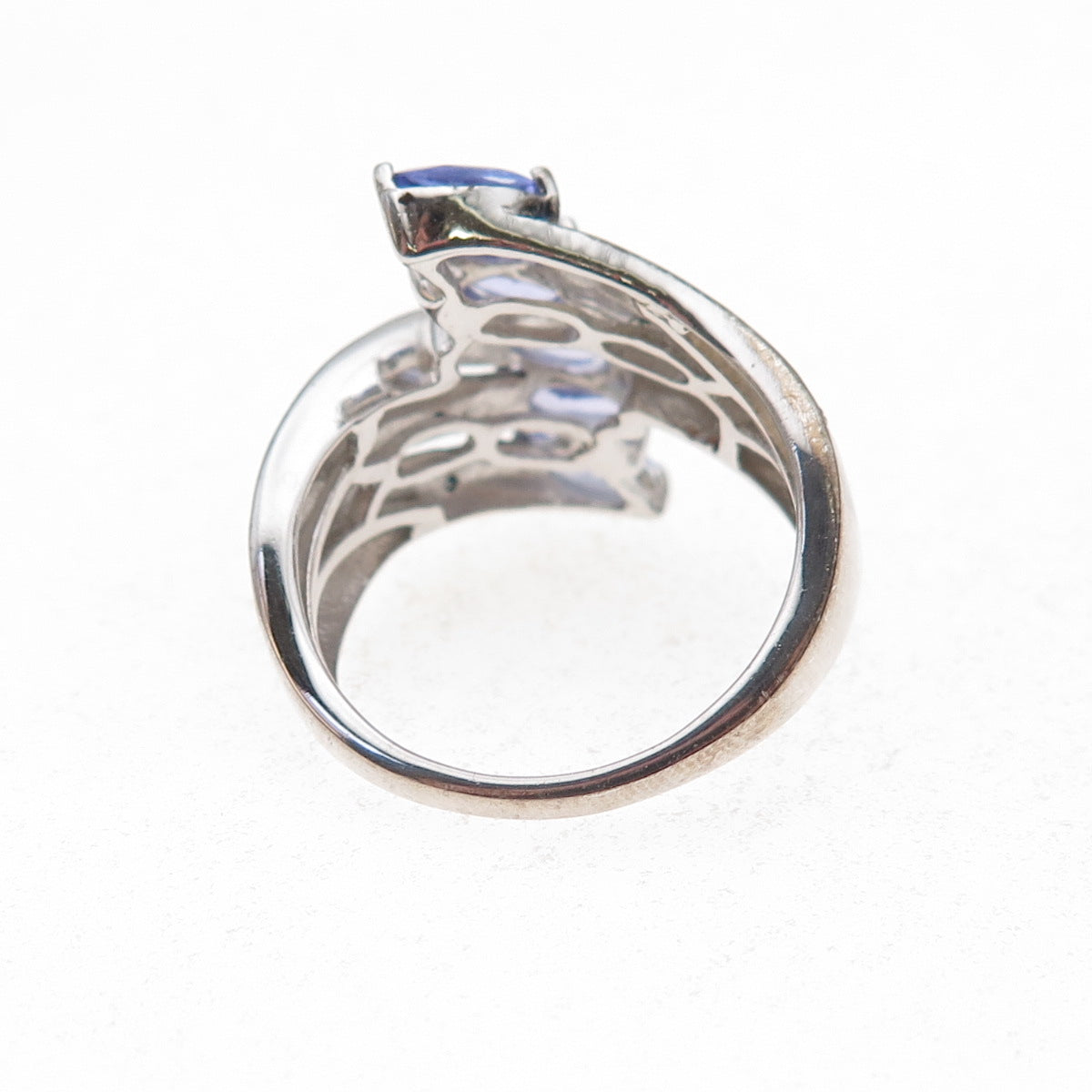 Chuck Clemency 925 Sterling Silver Real Blue Diamond & Tanzanite Ring Size 8.25