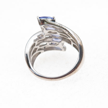 Chuck Clemency 925 Sterling Silver Real Blue Diamond & Tanzanite Ring Size 8.25