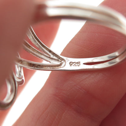 925 Sterling Silver Vintage Interlocked Heart Oxidized Ring Size 10