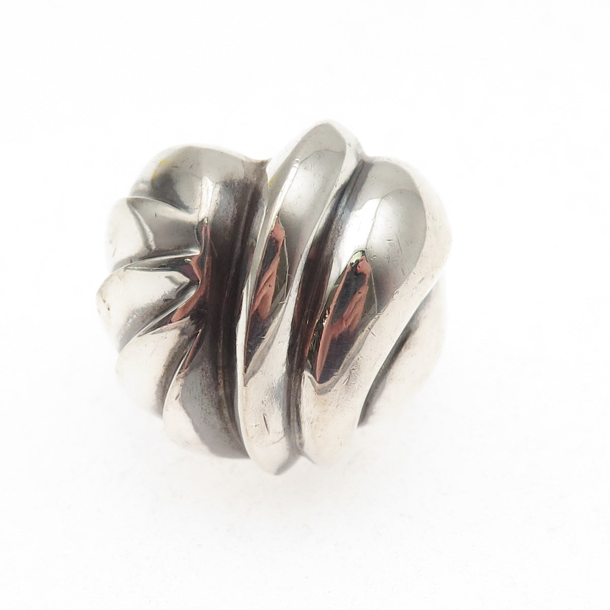 925 Sterling Silver Vintage Modernist Dome Oxidized Ring Size 6