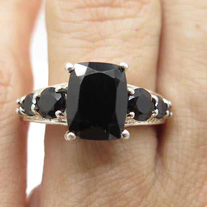 CHUCK CLEMENCY 925 Sterling Silver Real Black Spinel Ring Size 6.25